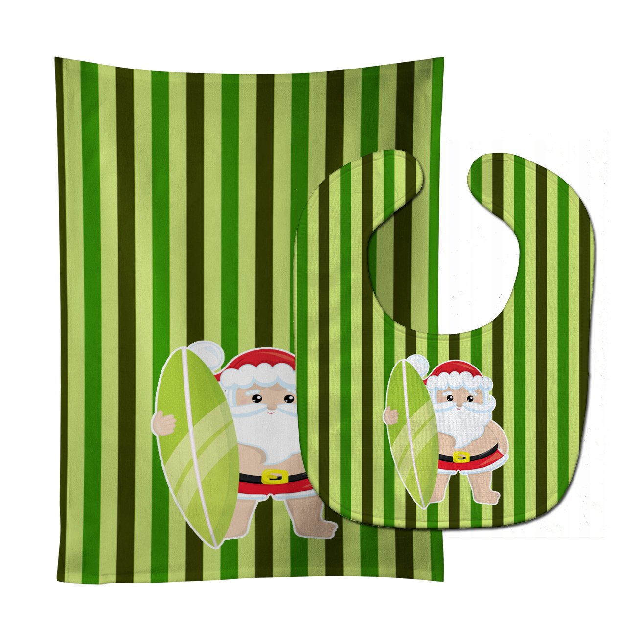 Beach Santa Claus #6 Baby Bib & Burp Cloth Easy-Clean Baby Bib Baby Feeding Accessory Baby Mealtime Essential