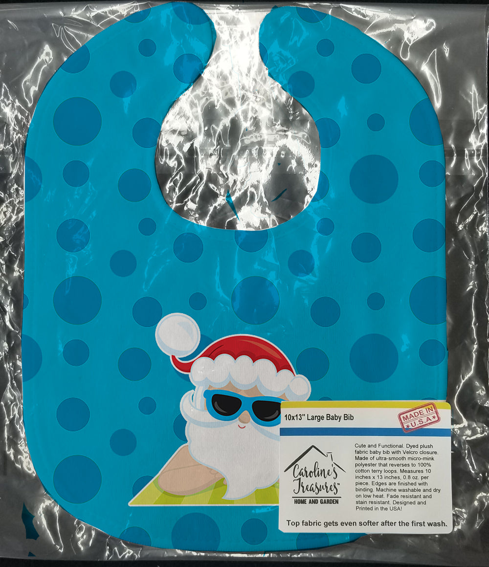Beach Santa Claus #7 Baby Bib Easy-Clean Baby Bib Baby Feeding Accessory Baby Mealtime Essential, 10 x 13, Multicolor