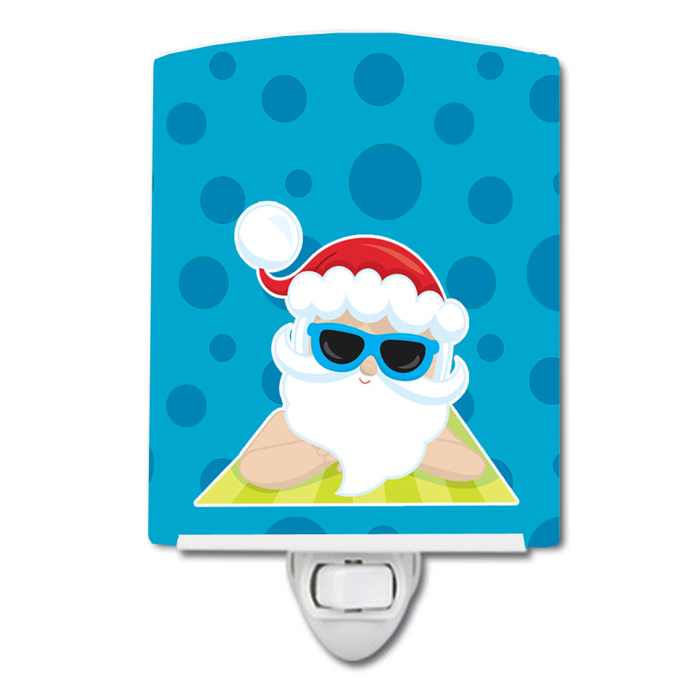 Beach Santa Claus #7 Ceramic Night Light Compact, UL-Certified, Ideal for Bedroom, Bathroom, Nursery, Hallway, Kitchen, 6x4x3, Multicolor