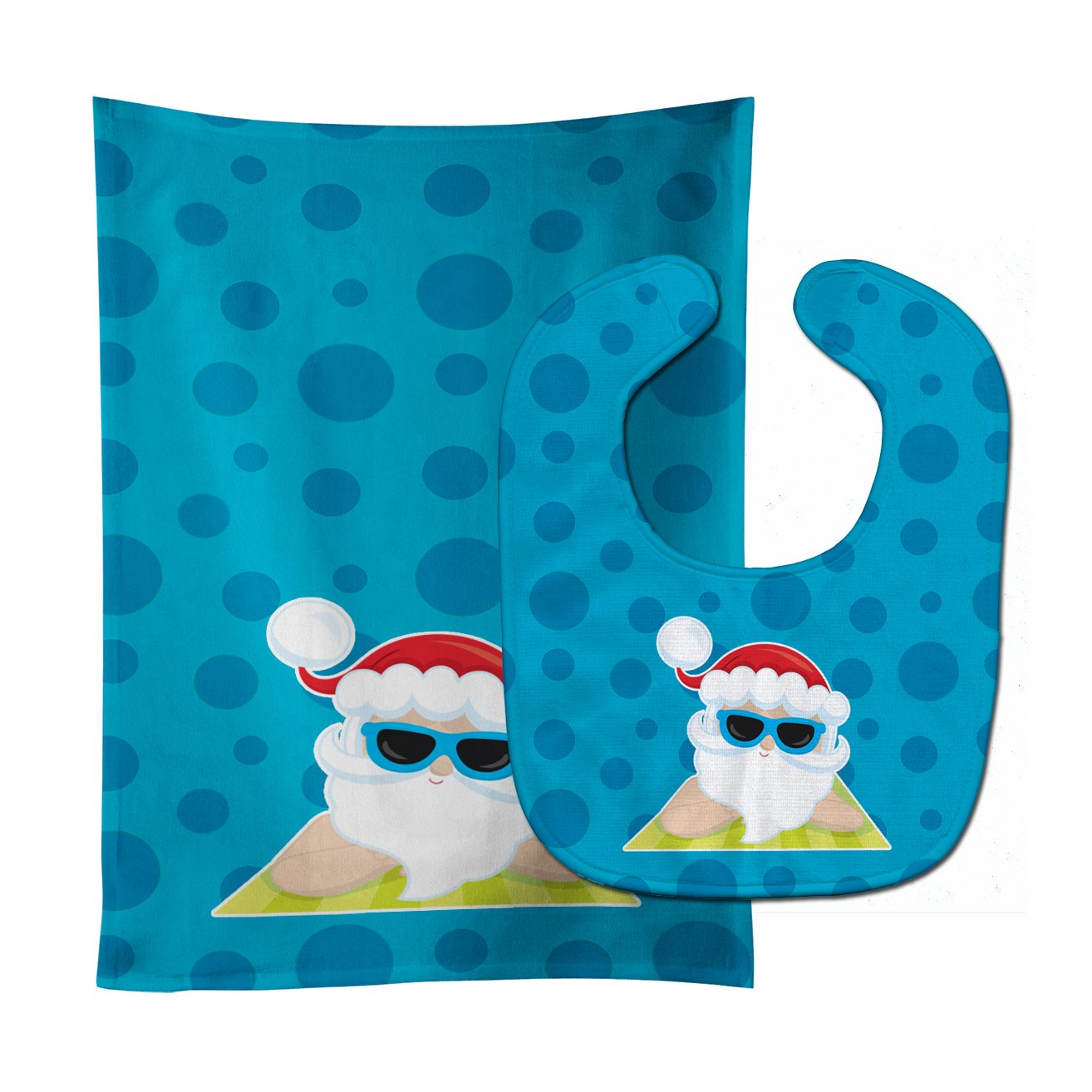 Beach Santa Claus #7 Baby Bib & Burp Cloth Easy-Clean Baby Bib Baby Feeding Accessory Baby Mealtime Essential