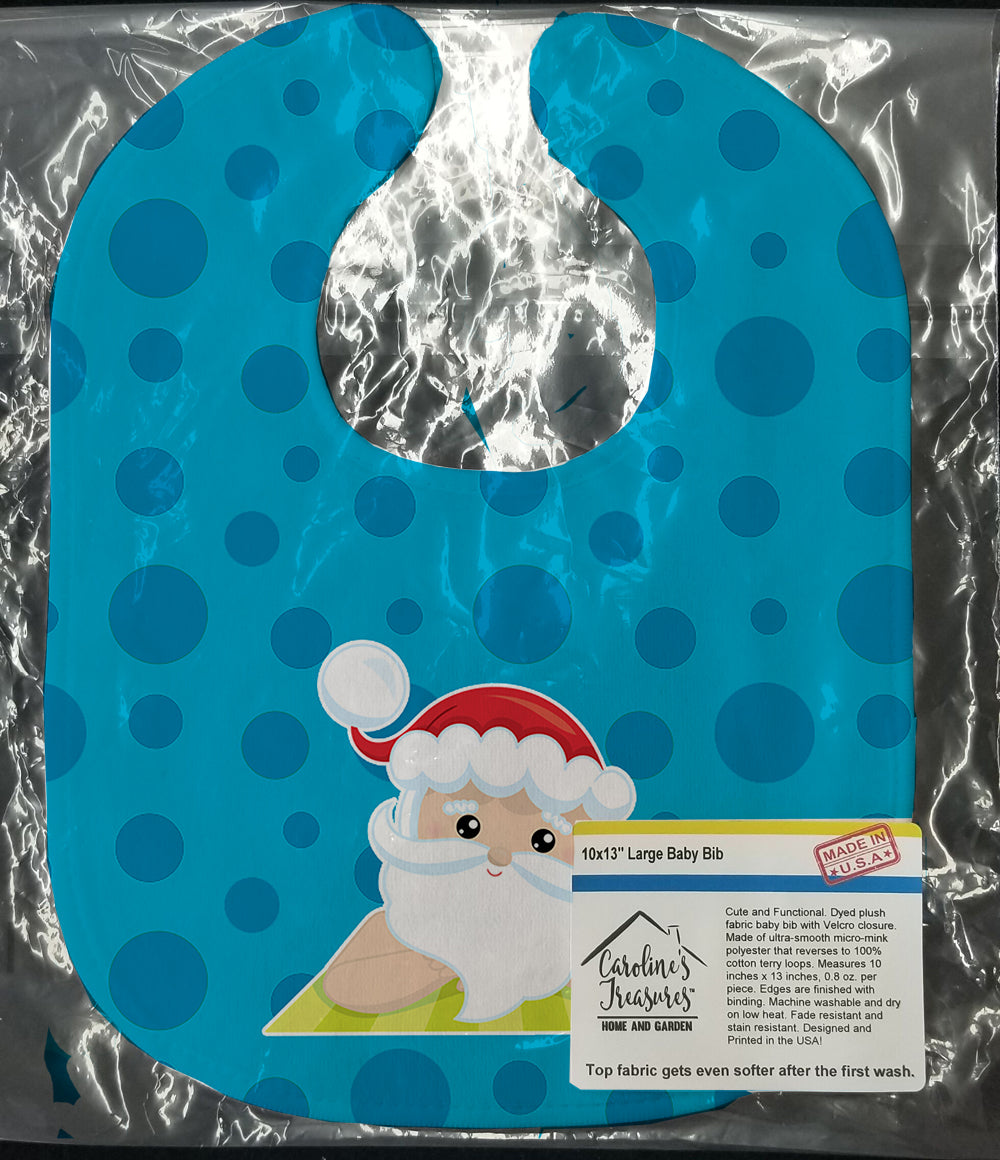Beach Santa Claus #8 Baby Bib Easy-Clean Baby Bib Baby Feeding Accessory Baby Mealtime Essential, 10 x 13, Multicolor