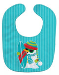 Beach Snowman Surfer Baby Bib Easy-Clean Baby Bib Baby Feeding Accessory Baby Mealtime Essential, 10 x 13, Multicolor