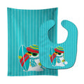 Beach Snowman Surfer Baby Bib & Burp Cloth Easy-Clean Baby Bib Baby Feeding Accessory Baby Mealtime Essential