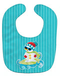 Beach Snowman Surfer #2 Baby Bib Easy-Clean Baby Bib Baby Feeding Accessory Baby Mealtime Essential, 10 x 13, Multicolor