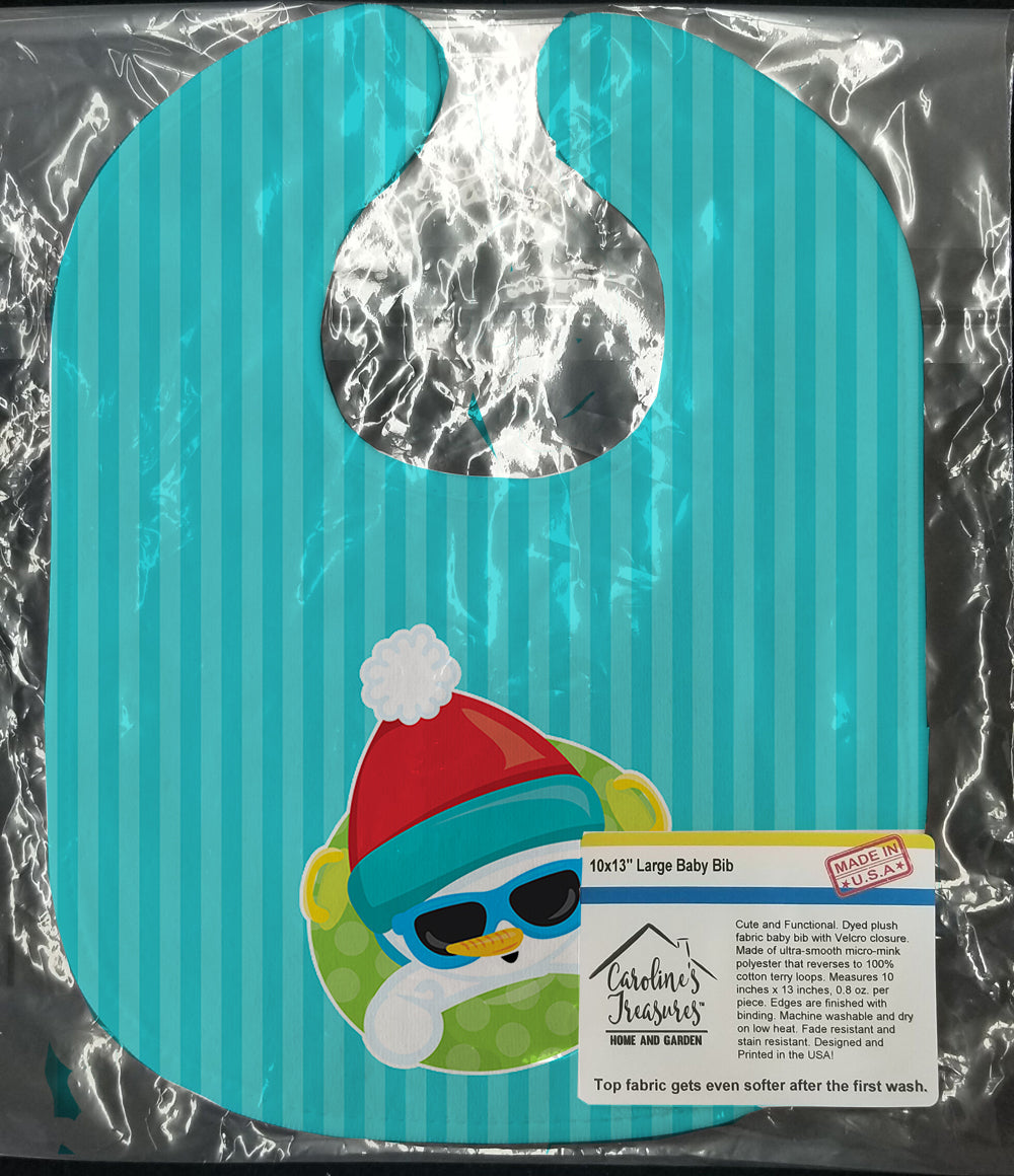 Beach Snowman Baby Bib Easy-Clean Baby Bib Baby Feeding Accessory Baby Mealtime Essential, 10 x 13, Multicolor