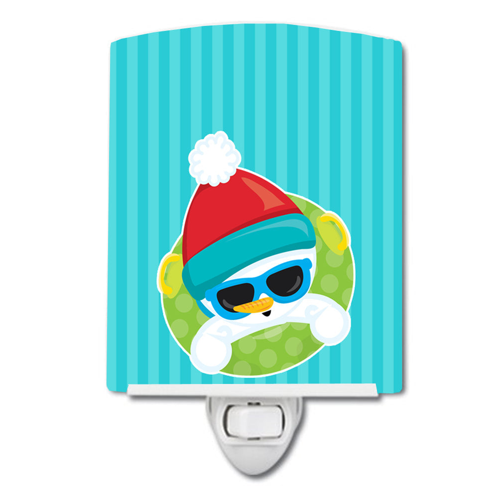 Beach Snowman Ceramic Night Light Compact, UL-Certified, Ideal for Bedroom, Bathroom, Nursery, Hallway, Kitchen, 6x4x3, Multicolor