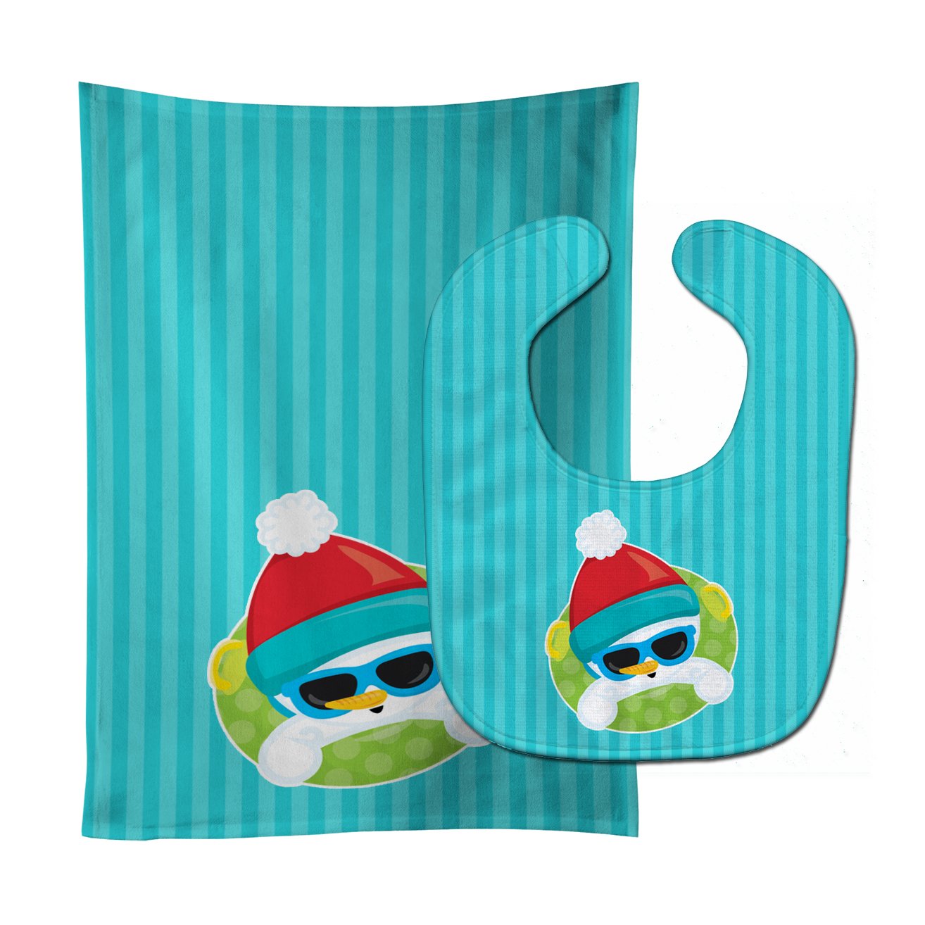 Beach Snowman Baby Bib & Burp Cloth Easy-Clean Baby Bib Baby Feeding Accessory Baby Mealtime Essential