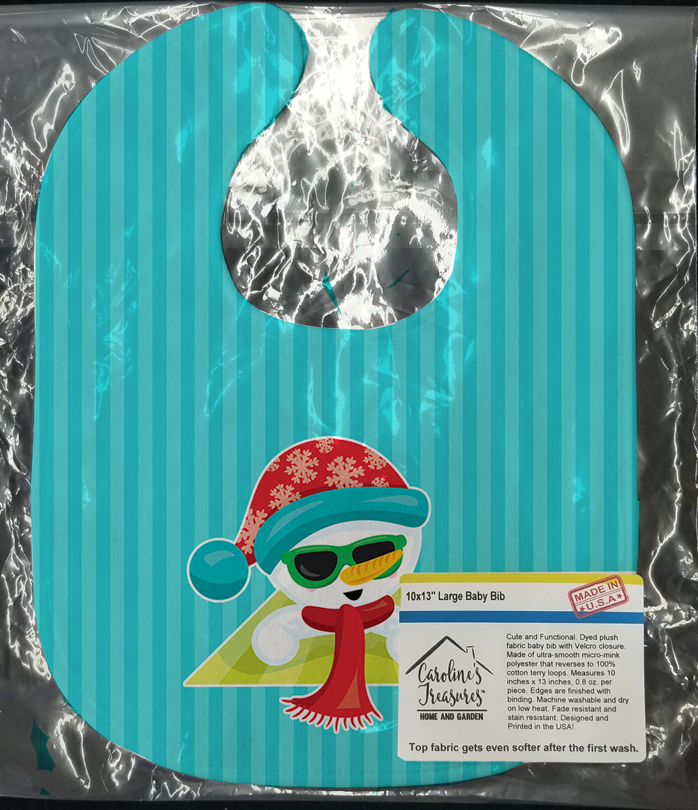 Beach Snowman #2 Baby Bib Easy-Clean Baby Bib Baby Feeding Accessory Baby Mealtime Essential, 10 x 13, Multicolor