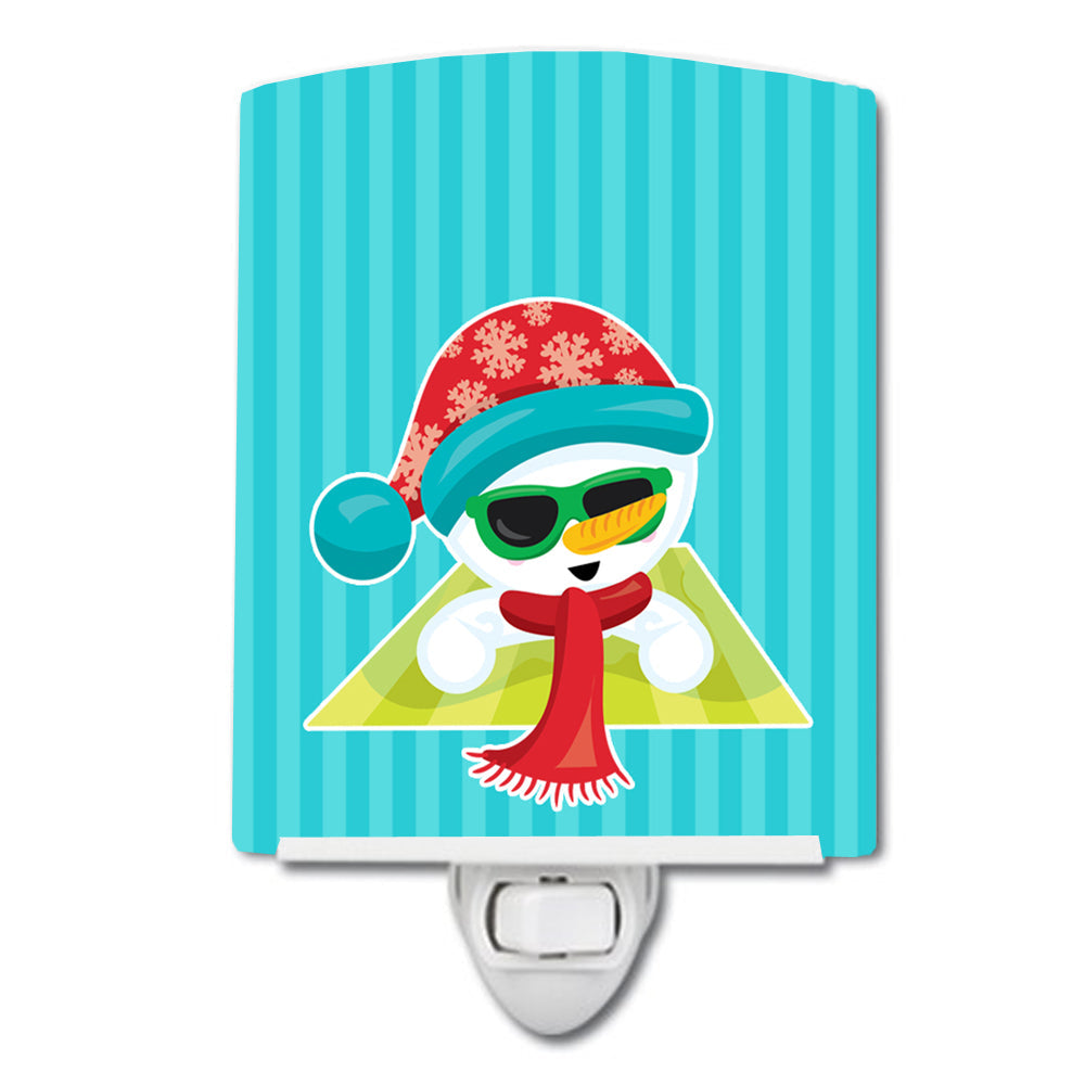 Beach Snowman #2 Ceramic Night Light Compact, UL-Certified, Ideal for Bedroom, Bathroom, Nursery, Hallway, Kitchen, 6x4x3, Multicolor