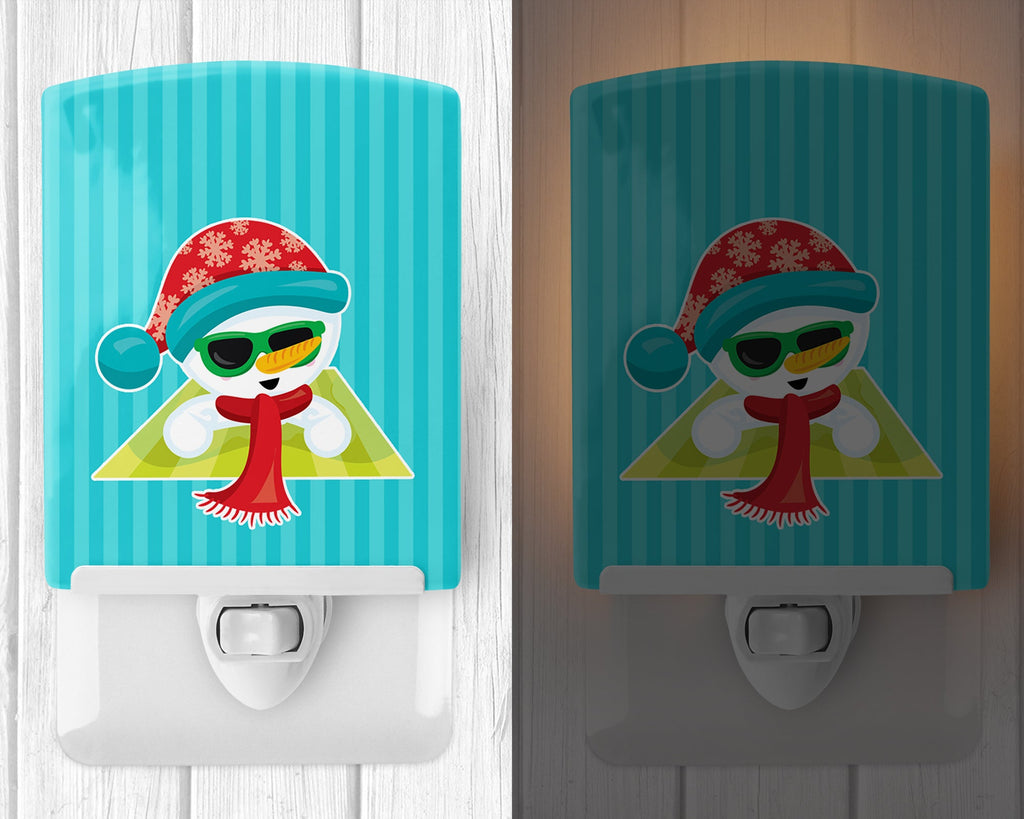 Beach Snowman #2 Ceramic Night Light Compact, UL-Certified, Ideal for Bedroom, Bathroom, Nursery, Hallway, Kitchen, 6x4x3, Multicolor