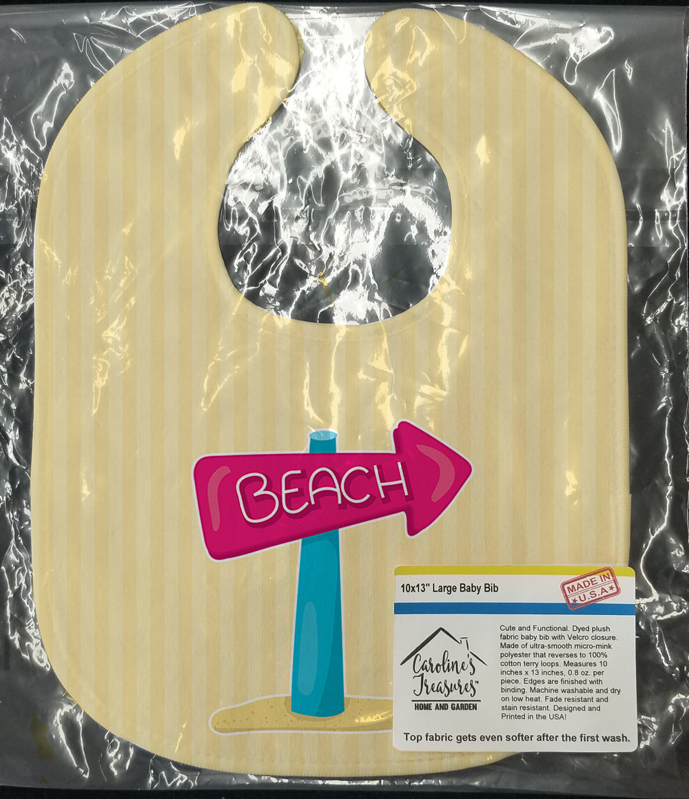 Beach Sign Baby Bib Easy-Clean Baby Bib Baby Feeding Accessory Baby Mealtime Essential, 10 x 13, Multicolor