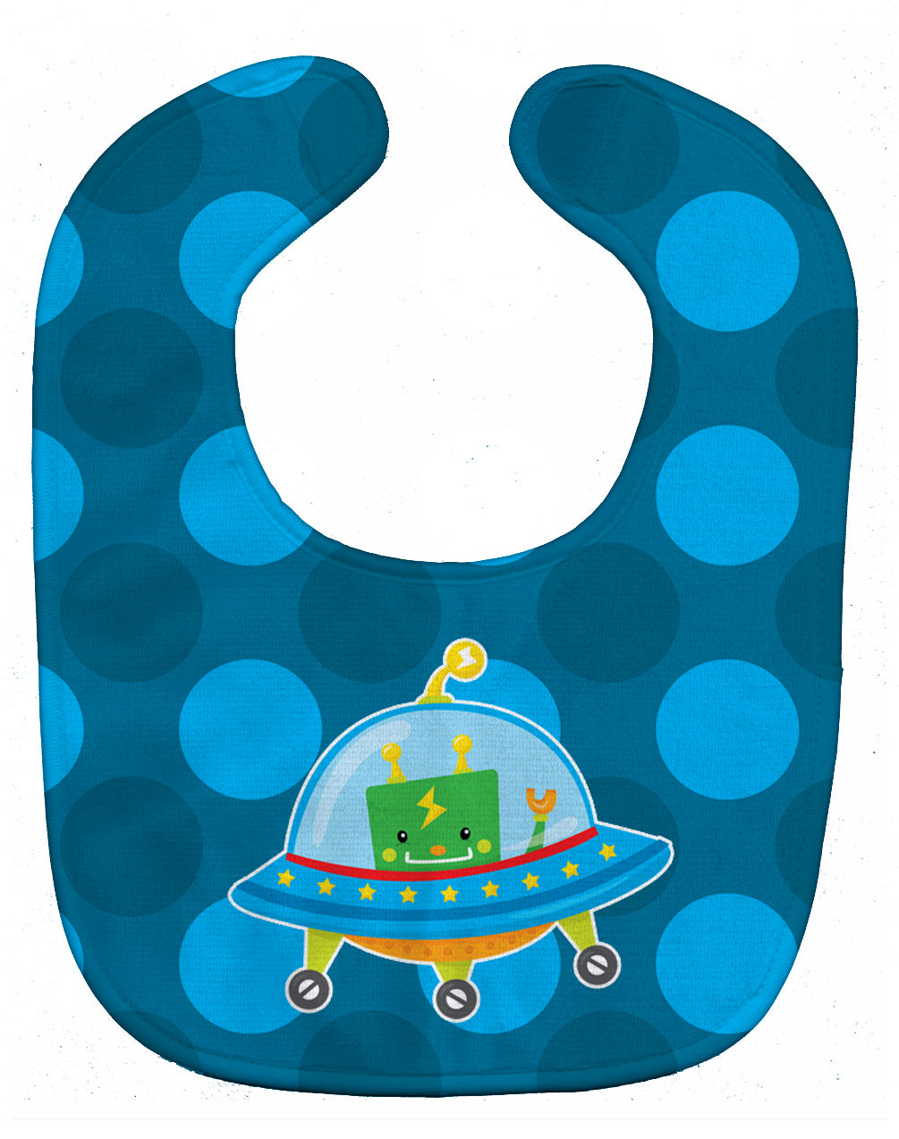 Robot Spaceship Baby Bib Easy-Clean Baby Bib Baby Feeding Accessory Baby Mealtime Essential, 10 x 13, Multicolor