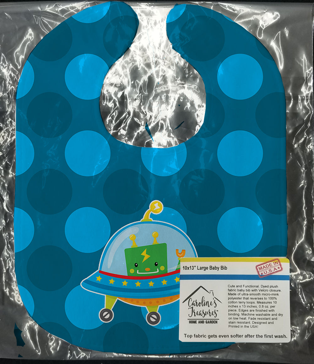 Robot Spaceship Baby Bib Easy-Clean Baby Bib Baby Feeding Accessory Baby Mealtime Essential, 10 x 13, Multicolor