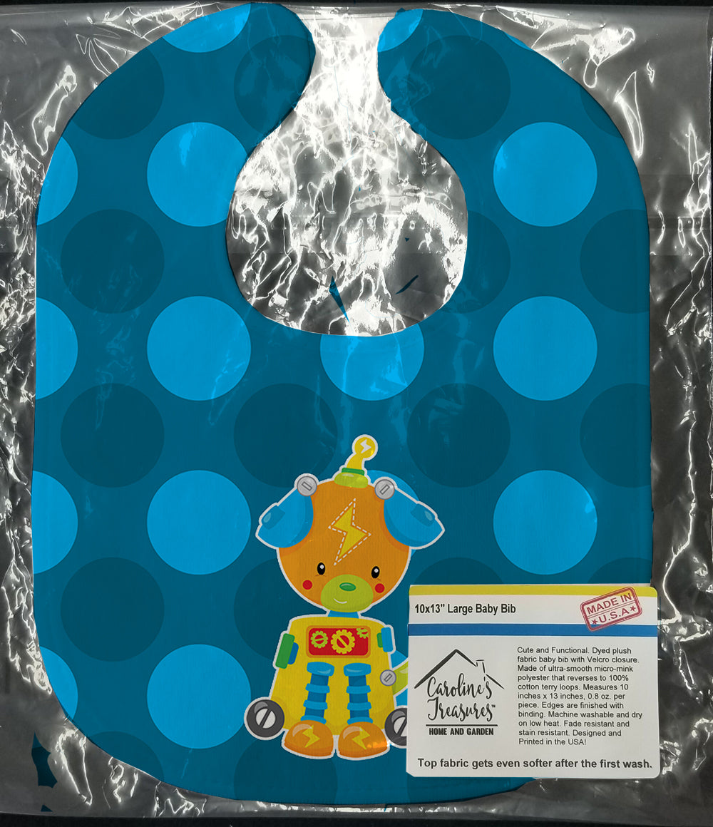 Robot Dog Baby Bib Easy-Clean Baby Bib Baby Feeding Accessory Baby Mealtime Essential, 10 x 13, Multicolor