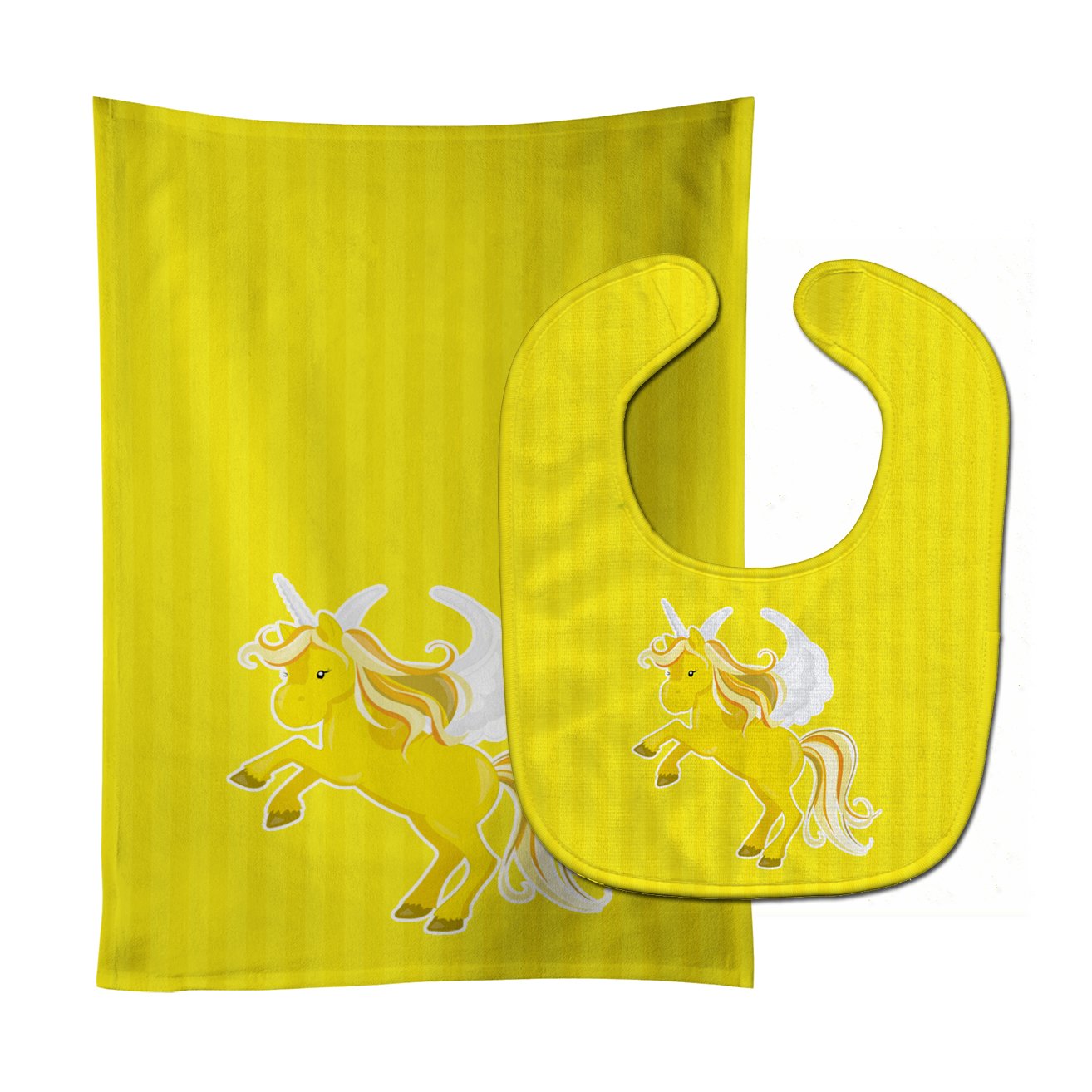 Unicorn Yellow Stripes Baby Bib & Burp Cloth Easy-Clean Baby Bib Baby Feeding Accessory Baby Mealtime Essential
