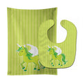 Unicorn Green Stripes Baby Bib & Burp Cloth Easy-Clean Baby Bib Baby Feeding Accessory Baby Mealtime Essential