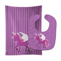 Unicorn Purple Stripes Baby Bib & Burp Cloth Easy-Clean Baby Bib Baby Feeding Accessory Baby Mealtime Essential