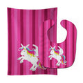 Unicorn Pink Stripes Baby Bib & Burp Cloth Easy-Clean Baby Bib Baby Feeding Accessory Baby Mealtime Essential