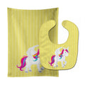 Unicorn Yellow Stripes #2 Baby Bib & Burp Cloth Easy-Clean Baby Bib Baby Feeding Accessory Baby Mealtime Essential