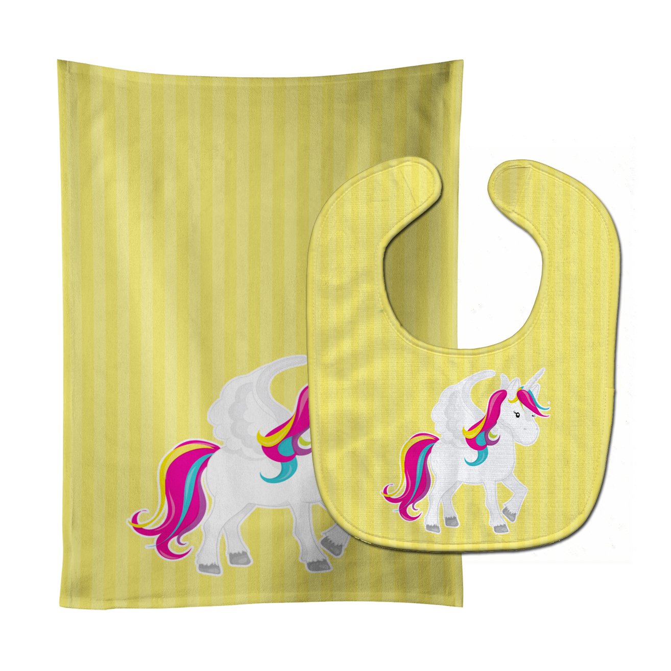 Unicorn Yellow Stripes #2 Baby Bib & Burp Cloth Easy-Clean Baby Bib Baby Feeding Accessory Baby Mealtime Essential