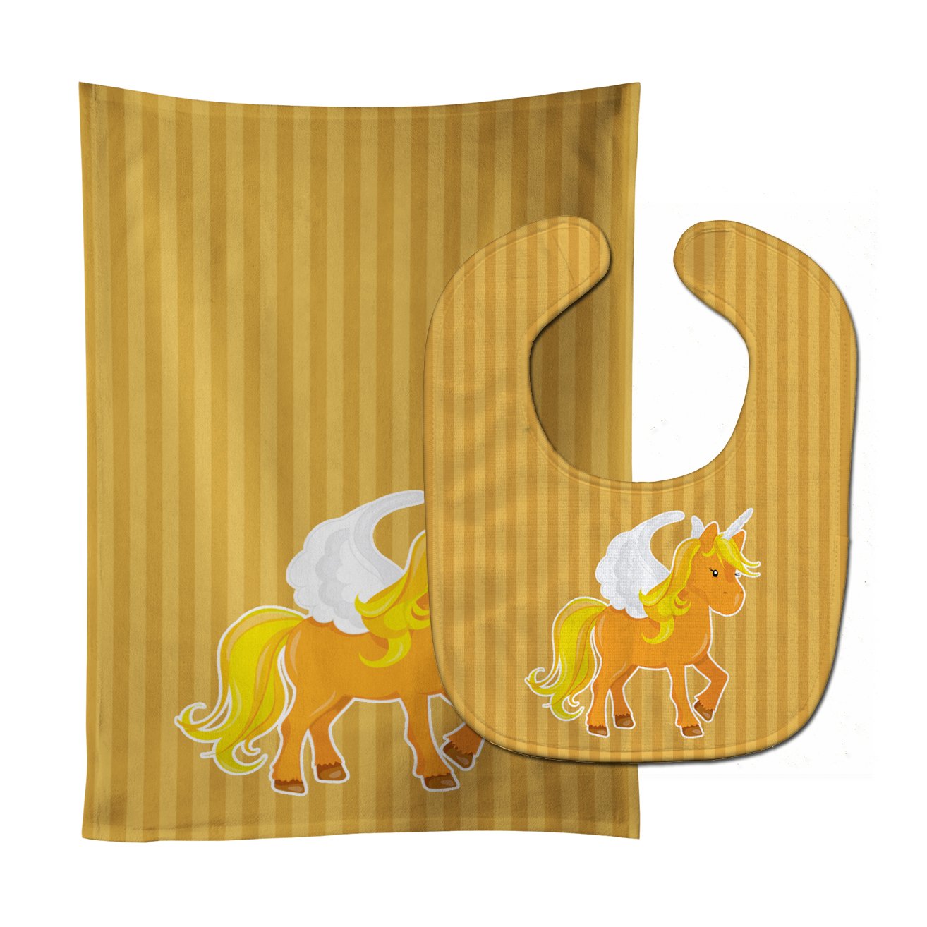 Unicorn Orange Stripes Baby Bib & Burp Cloth Easy-Clean Baby Bib Baby Feeding Accessory Baby Mealtime Essential