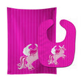 Unicorn Pink Stripes #2 Baby Bib & Burp Cloth Easy-Clean Baby Bib Baby Feeding Accessory Baby Mealtime Essential