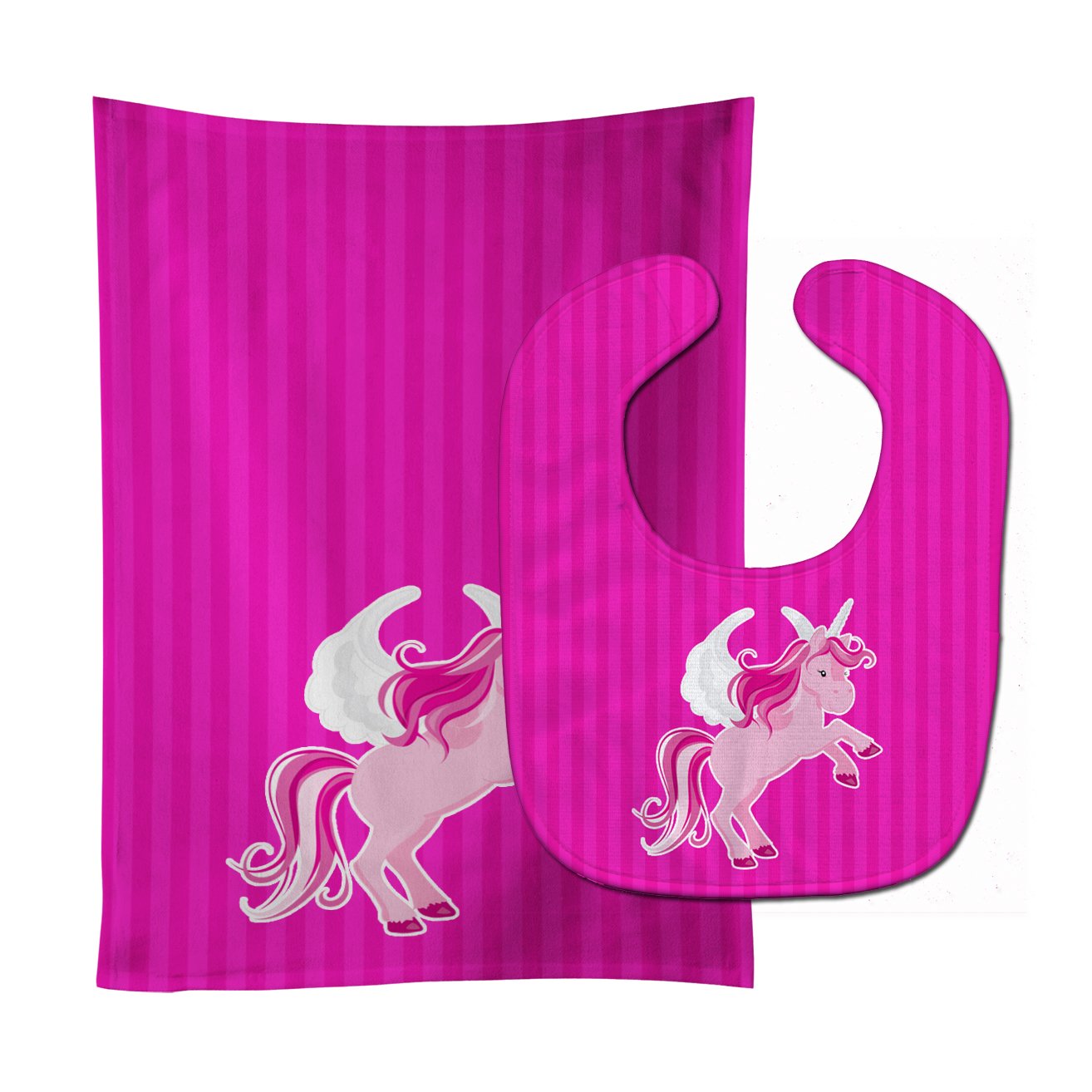 Unicorn Pink Stripes #2 Baby Bib & Burp Cloth Easy-Clean Baby Bib Baby Feeding Accessory Baby Mealtime Essential