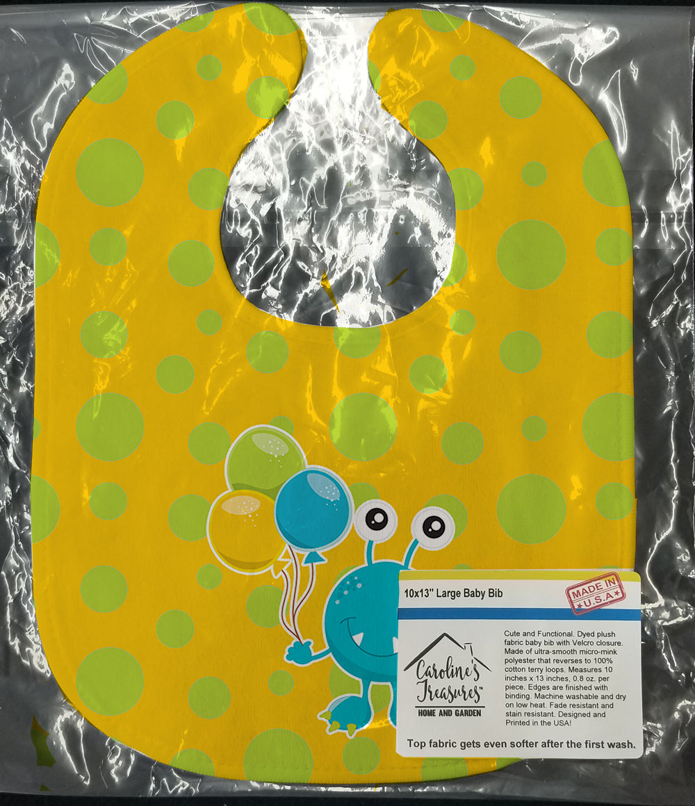 Birthday Monster with Balloons Baby Bib Easy-Clean Baby Bib Baby Feeding Accessory Baby Mealtime Essential, 10 x 13, Multicolor