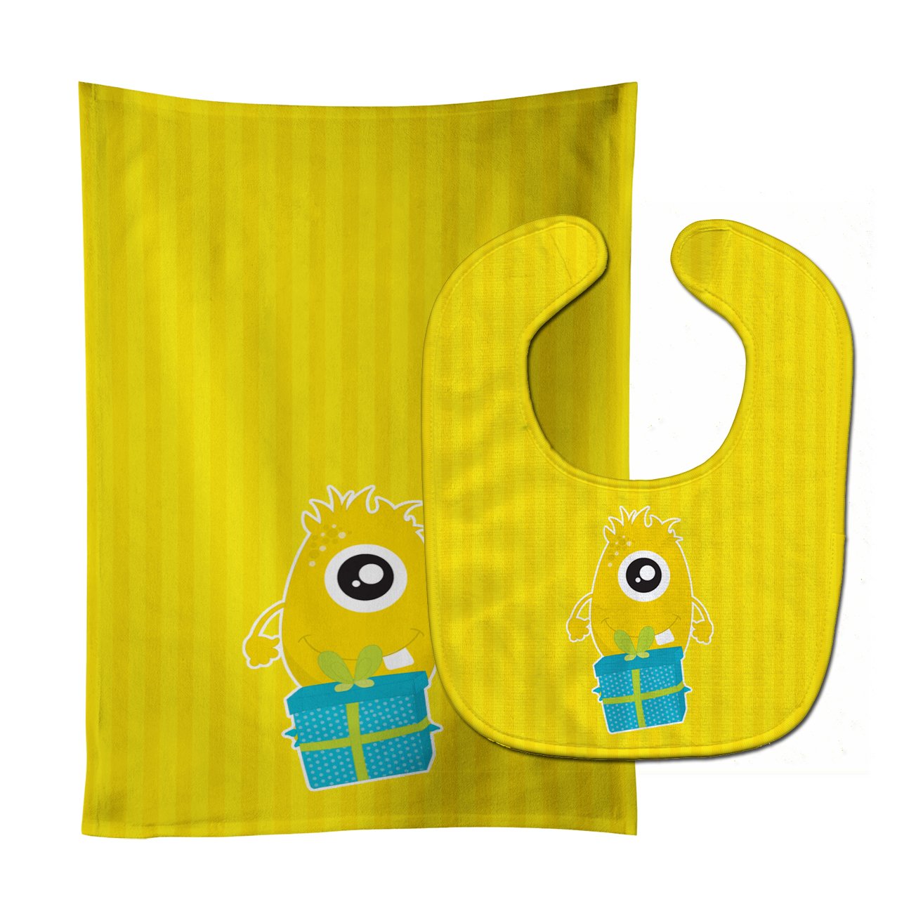 Birthday Monster with Present Baby Bib & Burp Cloth Easy-Clean Baby Bib Baby Feeding Accessory Baby Mealtime Essential