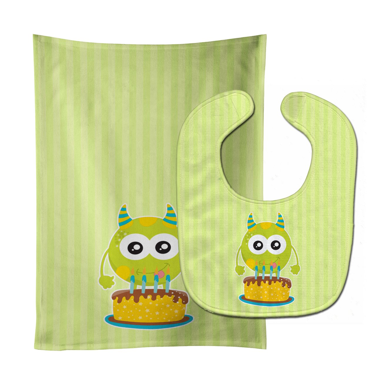 Birthday Monster Cake Baby Bib & Burp Cloth Easy-Clean Baby Bib Baby Feeding Accessory Baby Mealtime Essential