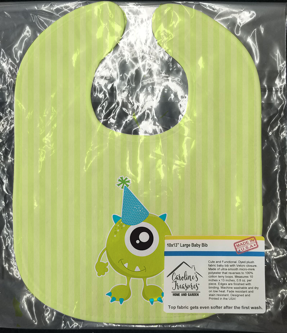Birthday Monster Hat Baby Bib Easy-Clean Baby Bib Baby Feeding Accessory Baby Mealtime Essential, 10 x 13, Multicolor