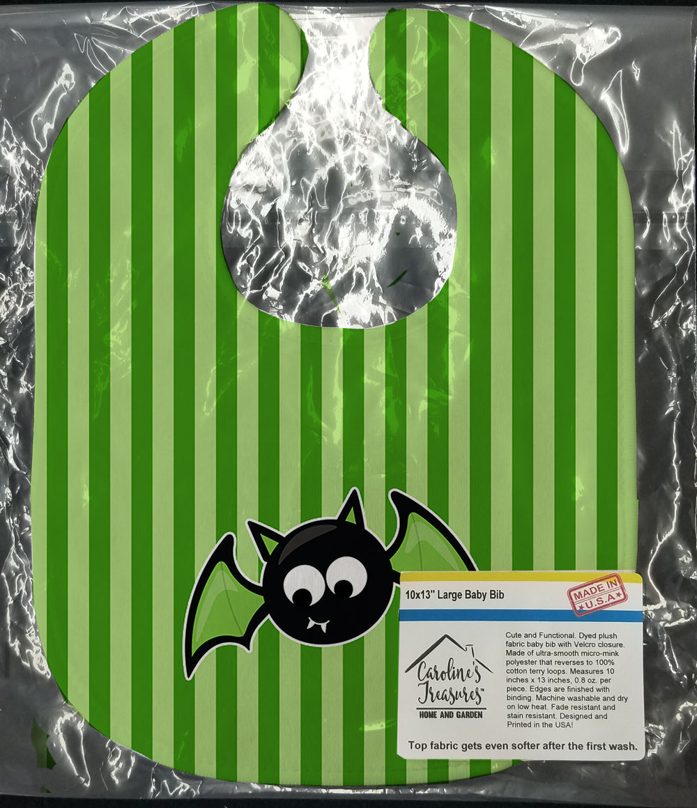 Halloween Bat Green Stripes Baby Bib Easy-Clean Baby Bib Baby Feeding Accessory Baby Mealtime Essential, 10 x 13, Multicolor