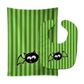 Halloween Bat Green Stripes Baby Bib & Burp Cloth Easy-Clean Baby Bib Baby Feeding Accessory Baby Mealtime Essential