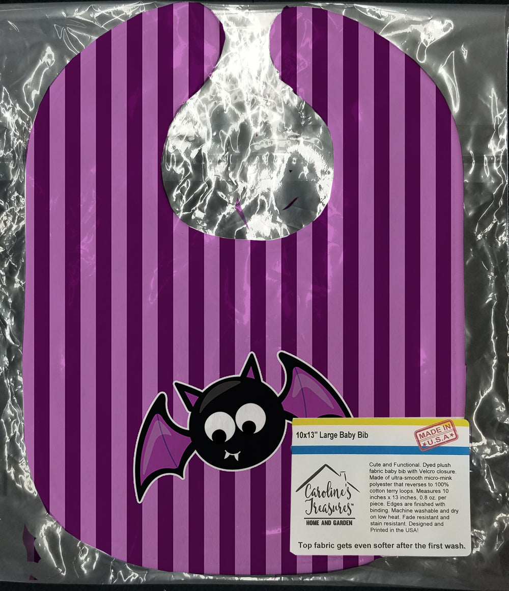 Halloween Bat Purple Stripes Baby Bib Easy-Clean Baby Bib Baby Feeding Accessory Baby Mealtime Essential, 10 x 13, Multicolor