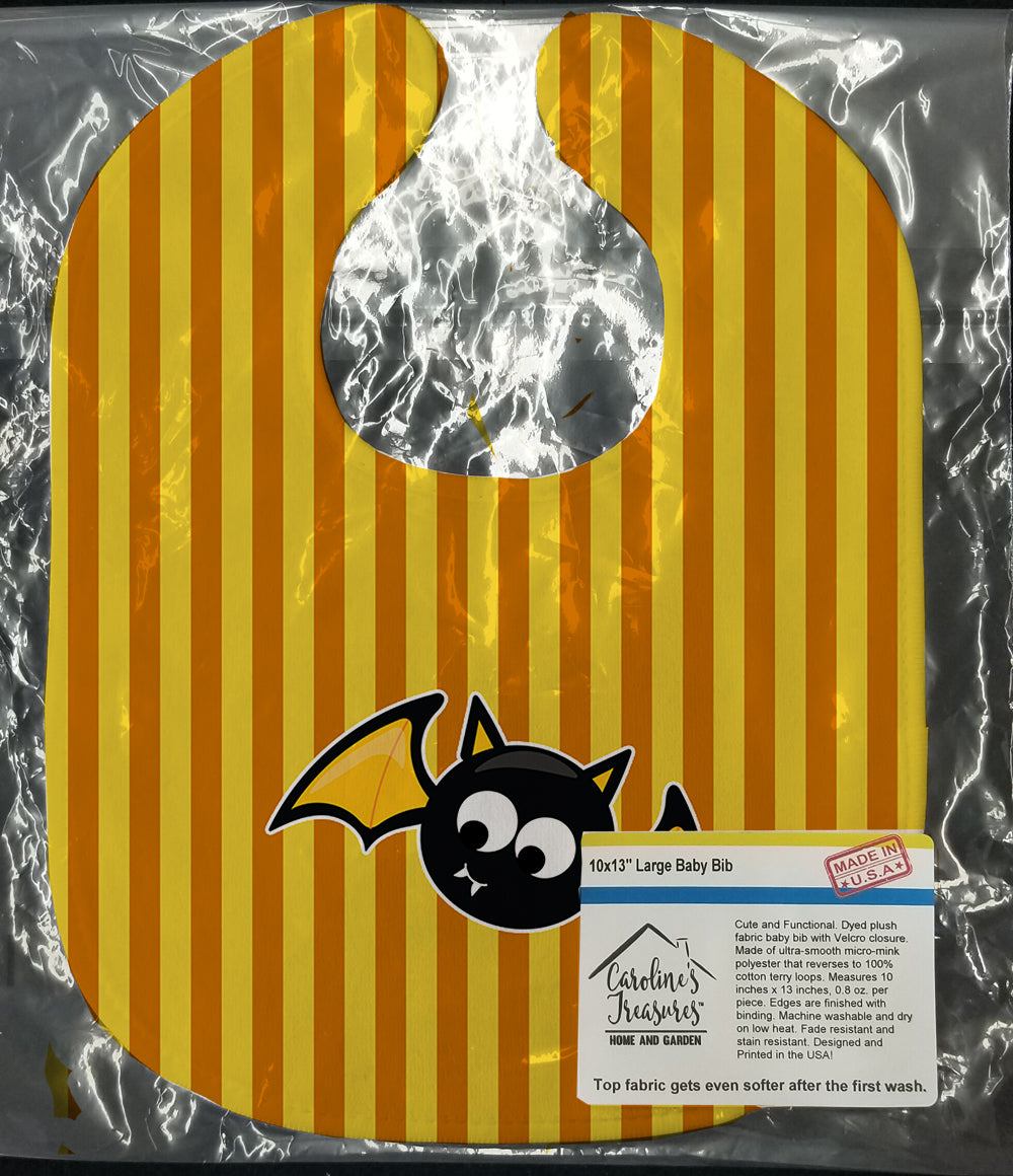 Halloween Bat Orange Stripes Baby Bib Easy-Clean Baby Bib Baby Feeding Accessory Baby Mealtime Essential, 10 x 13, Multicolor