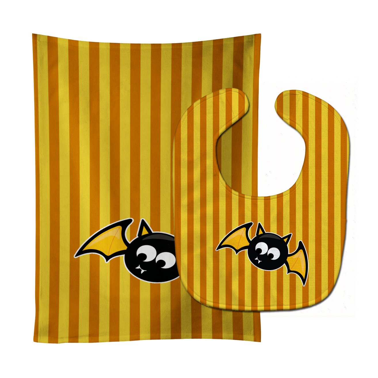 Halloween Bat Orange Stripes Baby Bib & Burp Cloth Easy-Clean Baby Bib Baby Feeding Accessory Baby Mealtime Essential