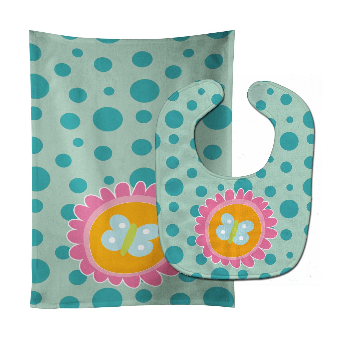Butterfly in Polkadots Baby Bib & Burp Cloth Easy-Clean Baby Bib Baby Feeding Accessory Baby Mealtime Essential
