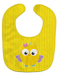 Owl and Yellow Stripes Baby Bib Easy-Clean Baby Bib Baby Feeding Accessory Baby Mealtime Essential, 10 x 13, Multicolor