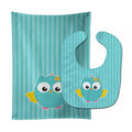 Owl and Blue Stripes Baby Bib & Burp Cloth Easy-Clean Baby Bib Baby Feeding Accessory Baby Mealtime Essential