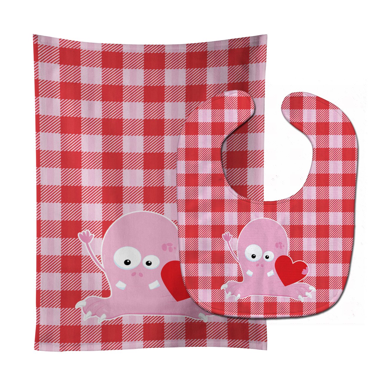 Cupid Monster Angel on Plaid Baby Bib & Burp Cloth Easy-Clean Baby Bib Baby Feeding Accessory Baby Mealtime Essential