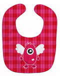 Monster Angel on Plaid #2 Baby Bib Easy-Clean Baby Bib Baby Feeding Accessory Baby Mealtime Essential, 10 x 13, Multicolor