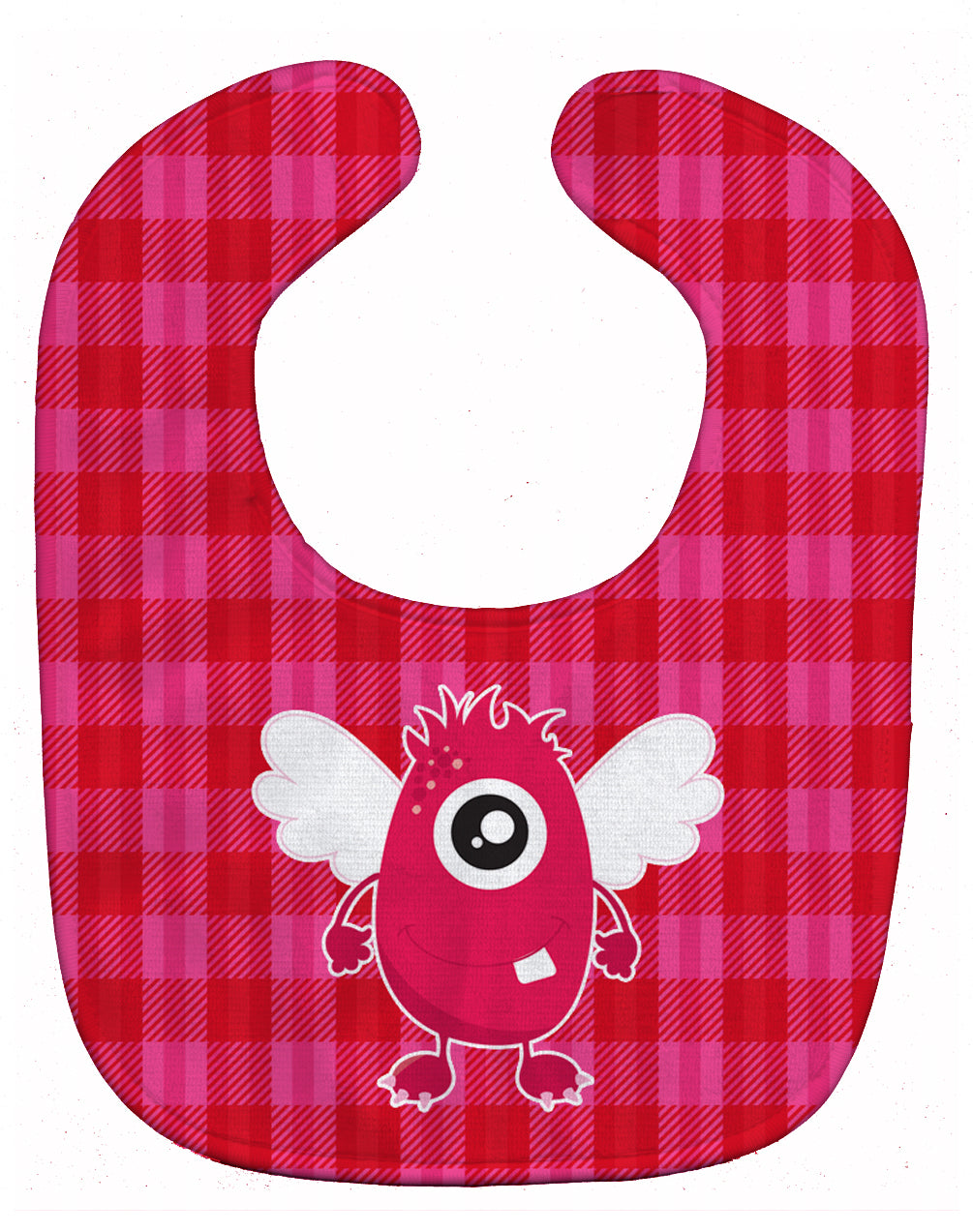 Monster Angel on Plaid #2 Baby Bib Easy-Clean Baby Bib Baby Feeding Accessory Baby Mealtime Essential, 10 x 13, Multicolor