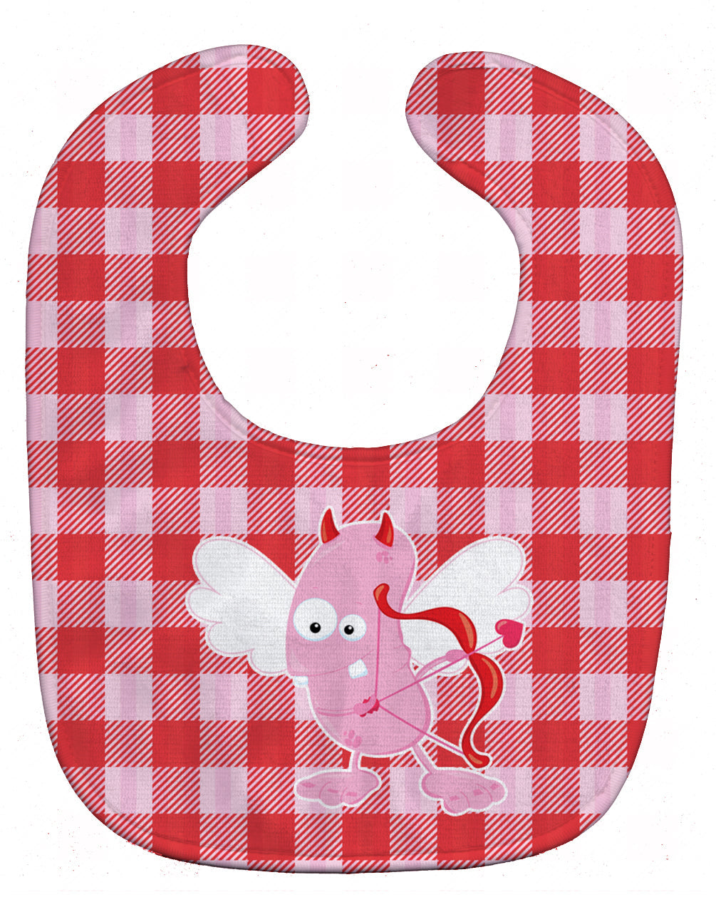 Cupid Monster Angel on Plaid #2 Baby Bib Easy-Clean Baby Bib Baby Feeding Accessory Baby Mealtime Essential, 10 x 13, Multicolor