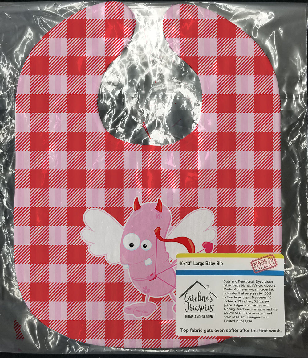 Cupid Monster Angel on Plaid #2 Baby Bib Easy-Clean Baby Bib Baby Feeding Accessory Baby Mealtime Essential, 10 x 13, Multicolor