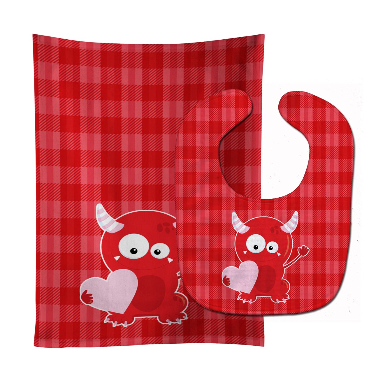 Cupid Monster Angel on Plaid #3 Baby Bib & Burp Cloth Easy-Clean Baby Bib Baby Feeding Accessory Baby Mealtime Essential