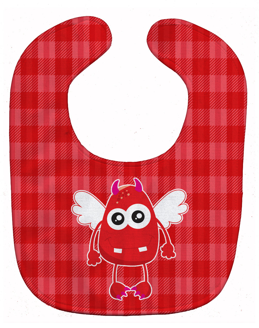 Cupid Monster Angel on Plaid #4 Baby Bib Easy-Clean Baby Bib Baby Feeding Accessory Baby Mealtime Essential, 10 x 13, Multicolor