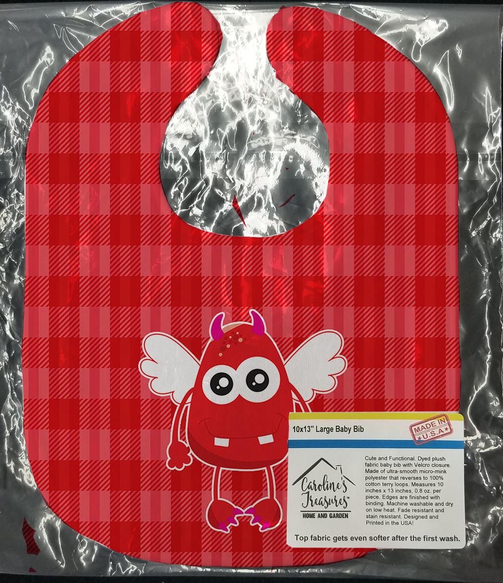 Cupid Monster Angel on Plaid #4 Baby Bib Easy-Clean Baby Bib Baby Feeding Accessory Baby Mealtime Essential, 10 x 13, Multicolor