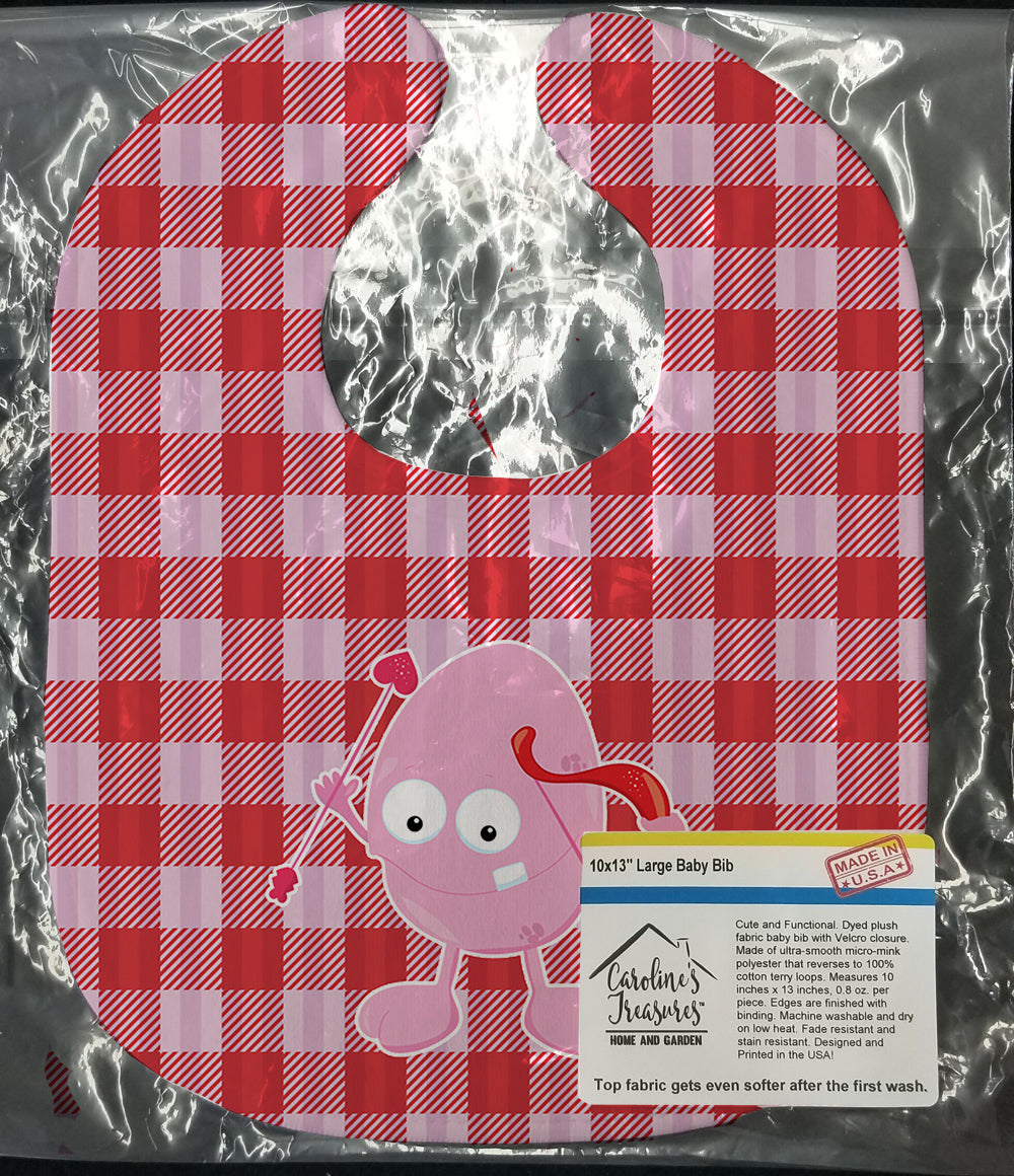 Cupid Monster Angel on Plaid #5 Baby Bib Easy-Clean Baby Bib Baby Feeding Accessory Baby Mealtime Essential, 10 x 13, Multicolor