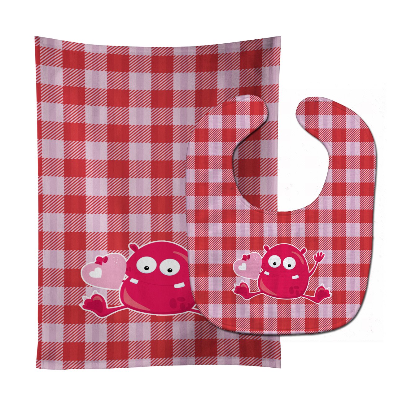 Cupid Monster Angel on Plaid #6 Baby Bib & Burp Cloth Easy-Clean Baby Bib Baby Feeding Accessory Baby Mealtime Essential