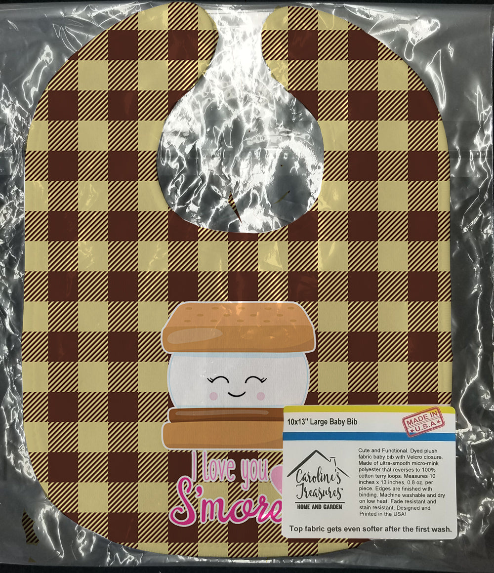 I love you Smores Baby Bib Easy-Clean Baby Bib Baby Feeding Accessory Baby Mealtime Essential, 10 x 13, Multicolor